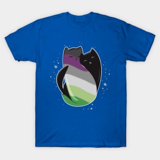 Aroace Cat LGBT Asexual Aromantic Pride Flag T-Shirt